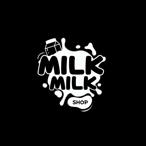 Black White Minimalist Milk Shop Logo